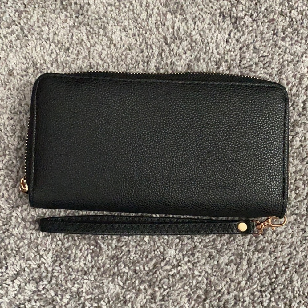 Full Zip up style wallet wristlet with handle